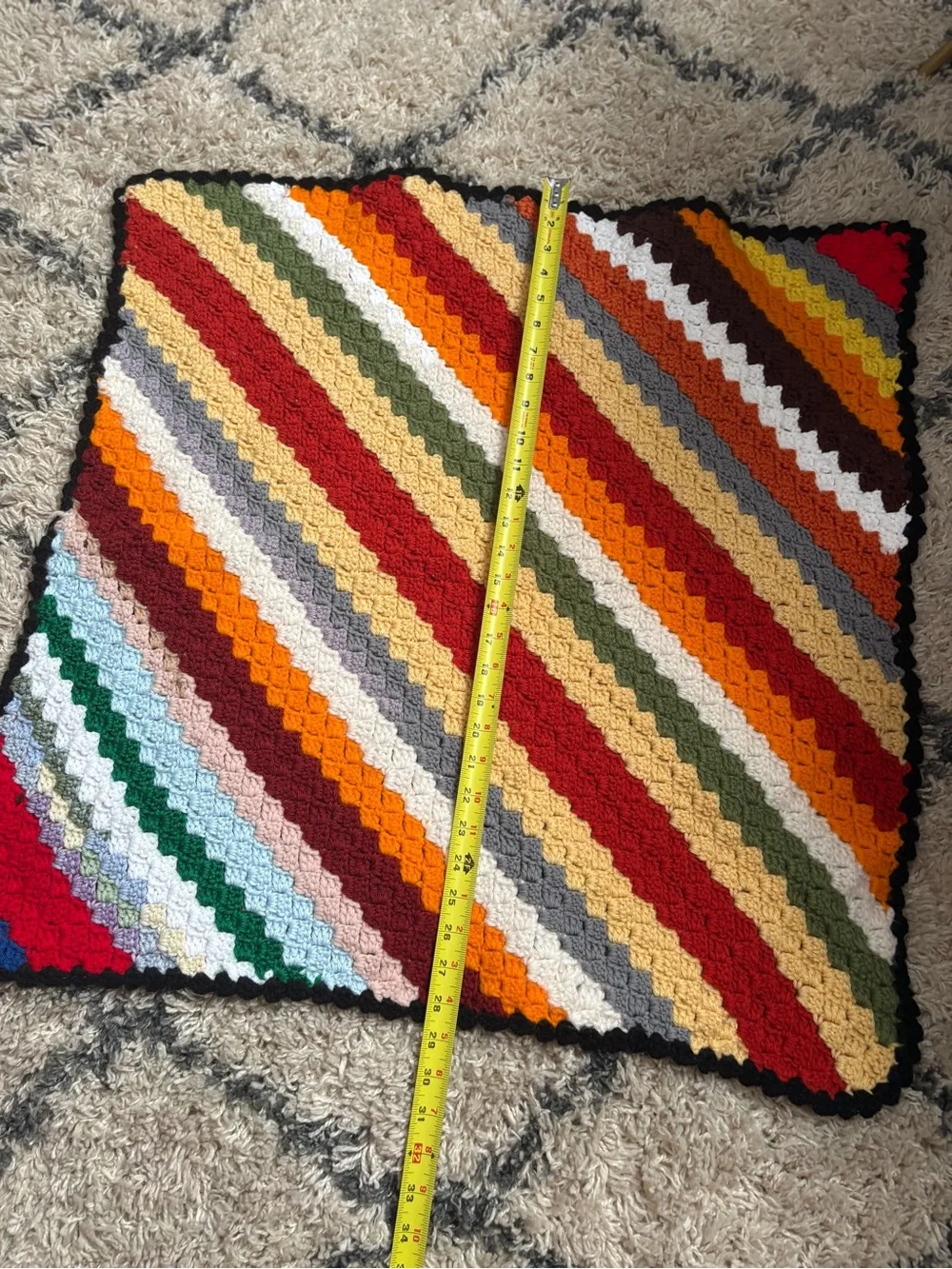 28x28 handmade corner-to-corner (C2C) crochet afghan